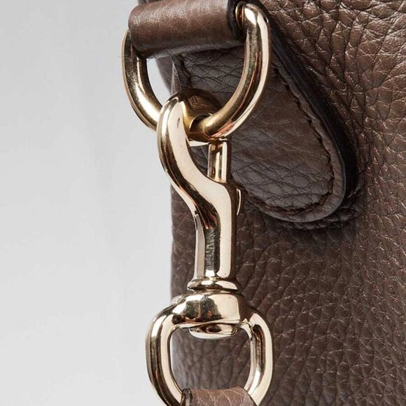 Gucci Grey Pebbled Leather Bamboo Shopper Boston Bag - Picture 7 of 12